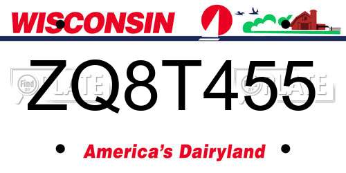 ZQ8T455 Wisconsin License Plate
