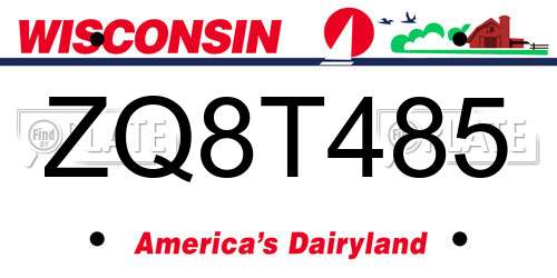 ZQ8T485 Wisconsin License Plate