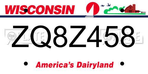 ZQ8Z458 Wisconsin License Plate