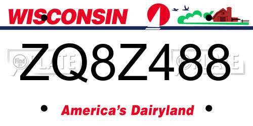 ZQ8Z488 Wisconsin License Plate
