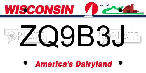 ZQ9B3J Wisconsin License Plate