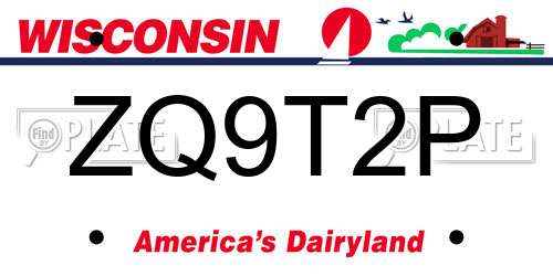 ZQ9T2P Wisconsin License Plate