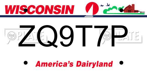 ZQ9T7P Wisconsin License Plate