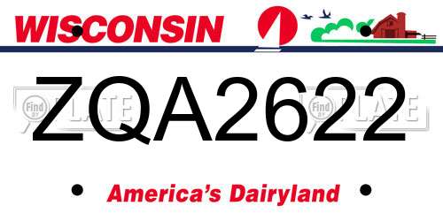 ZQA2622 Wisconsin License Plate