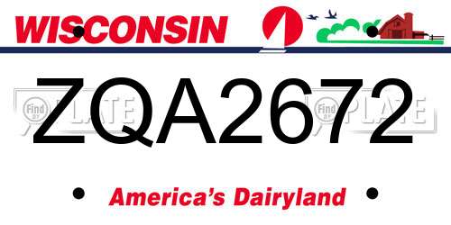 ZQA2672 Wisconsin License Plate