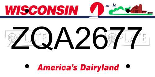 ZQA2677 Wisconsin License Plate