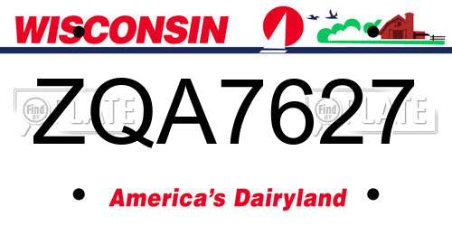 ZQA7627 Wisconsin License Plate
