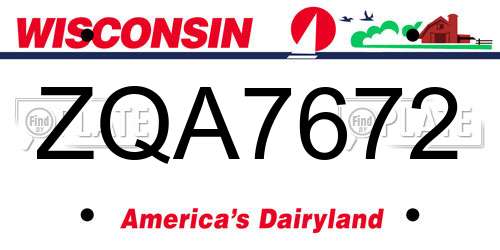 ZQA7672 Wisconsin License Plate