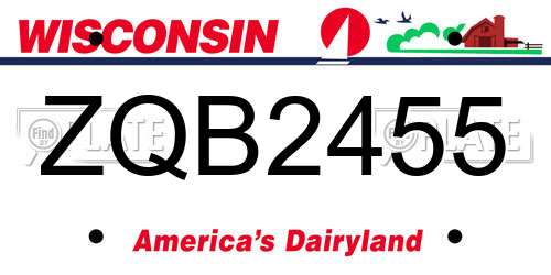 ZQB2455 Wisconsin License Plate