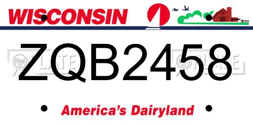 ZQB2458 Wisconsin License Plate