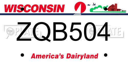 ZQB504 Wisconsin License Plate