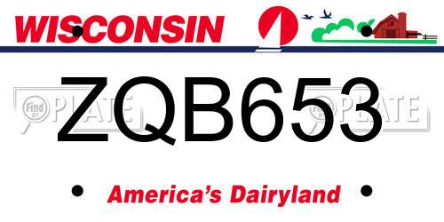 ZQB653 Wisconsin License Plate