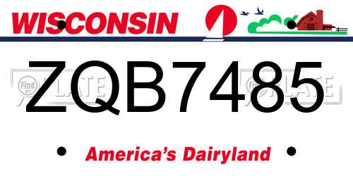 ZQB7485 Wisconsin License Plate
