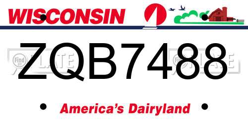 ZQB7488 Wisconsin License Plate