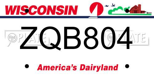 ZQB804 Wisconsin License Plate