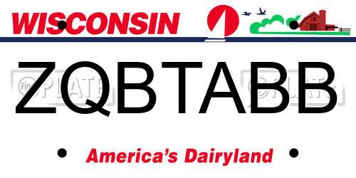 ZQBTABB Wisconsin License Plate