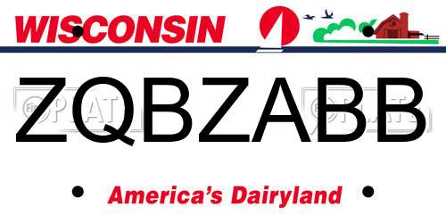 ZQBZABB Wisconsin License Plate