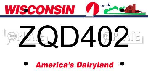 ZQD402 Wisconsin License Plate