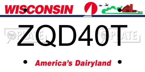 ZQD40T Wisconsin License Plate