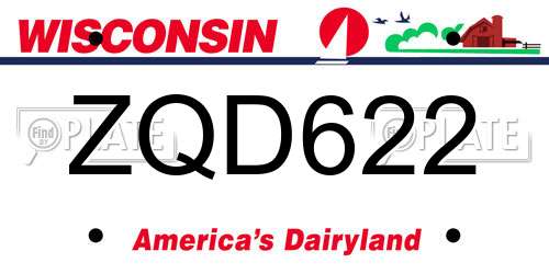 ZQD622 Wisconsin License Plate