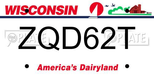 ZQD62T Wisconsin License Plate