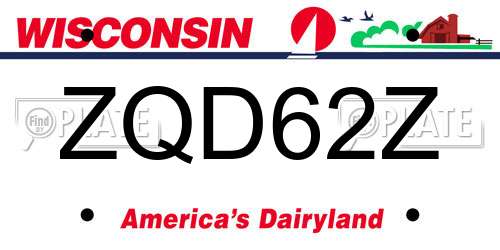 ZQD62Z Wisconsin License Plate