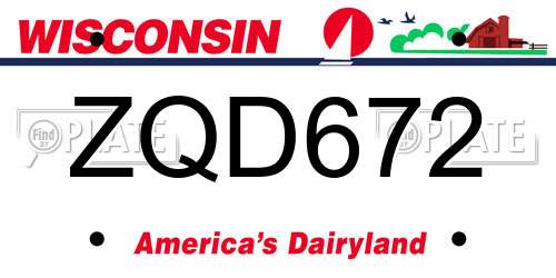 ZQD672 Wisconsin License Plate