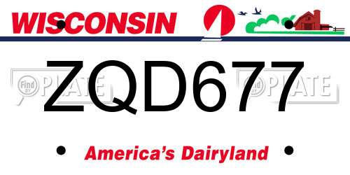 ZQD677 Wisconsin License Plate