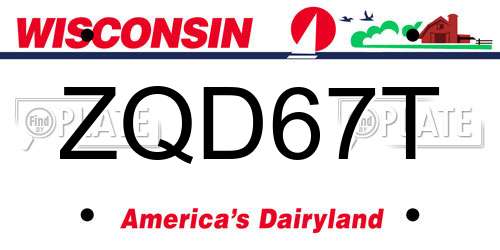 ZQD67T Wisconsin License Plate