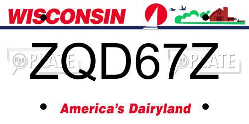 ZQD67Z Wisconsin License Plate
