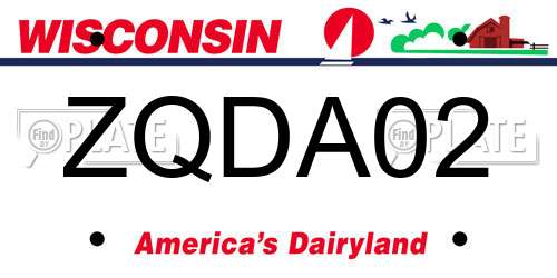 ZQDA02 Wisconsin License Plate