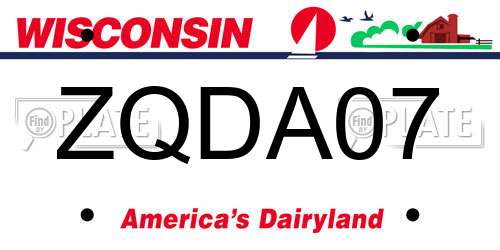 ZQDA07 Wisconsin License Plate
