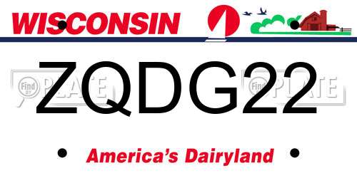 ZQDG22 Wisconsin License Plate