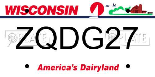 ZQDG27 Wisconsin License Plate