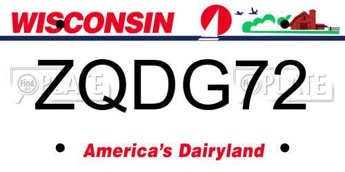 ZQDG72 Wisconsin License Plate