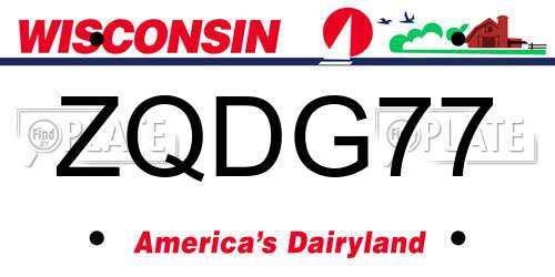 ZQDG77 Wisconsin License Plate