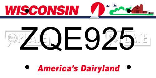 ZQE925 Wisconsin License Plate