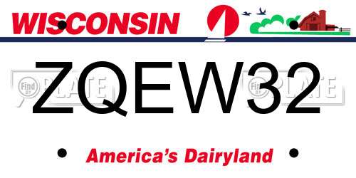 ZQEW32 Wisconsin License Plate