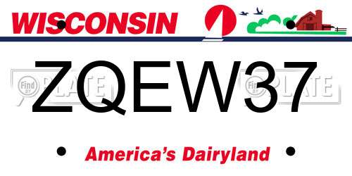 ZQEW37 Wisconsin License Plate