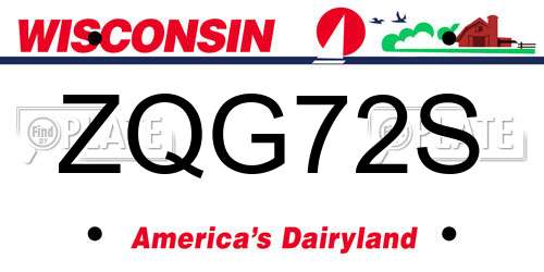 ZQG72S Wisconsin License Plate