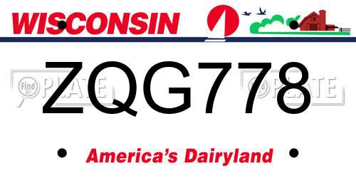ZQG778 Wisconsin License Plate