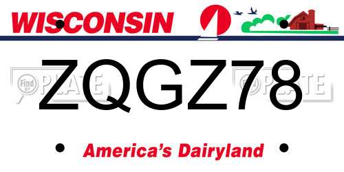 ZQGZ78 Wisconsin License Plate