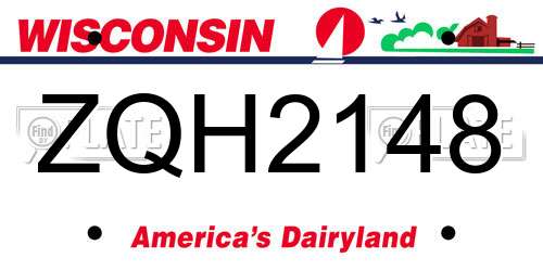 ZQH2148 Wisconsin License Plate
