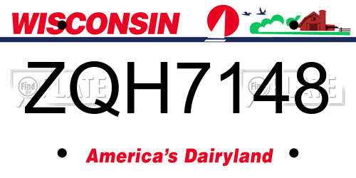 ZQH7148 Wisconsin License Plate