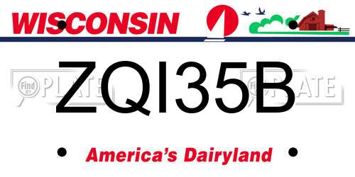 ZQI35B Wisconsin License Plate