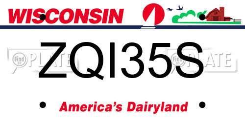 ZQI35S Wisconsin License Plate