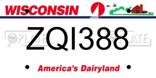 ZQI388 Wisconsin License Plate