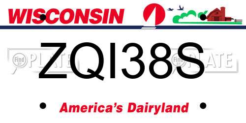 ZQI38S Wisconsin License Plate