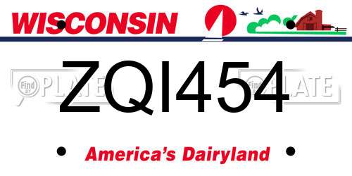 ZQI454 Wisconsin License Plate