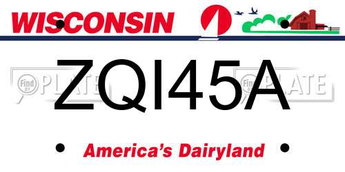 ZQI45A Wisconsin License Plate